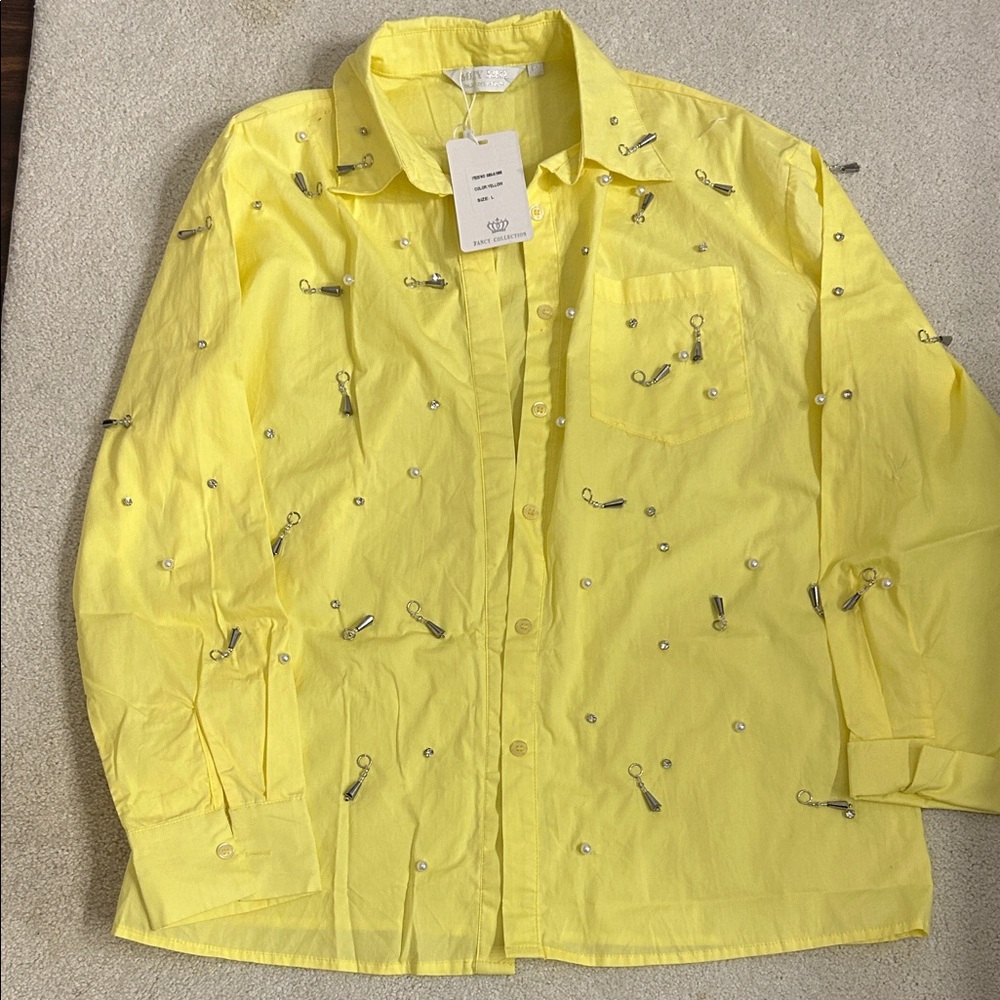 Yellow Embellished Women's Shirt